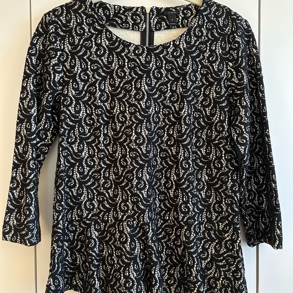 J. Crew Black and White Lace Tunic Top